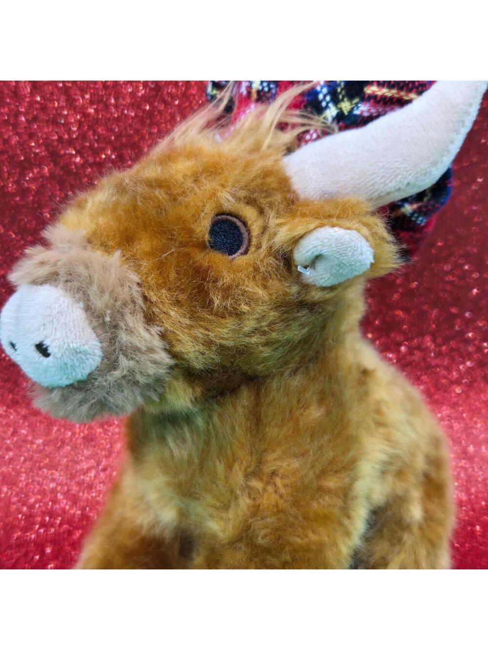 Harris of scotland with Tweed hat- Highland Cow Plush Toy